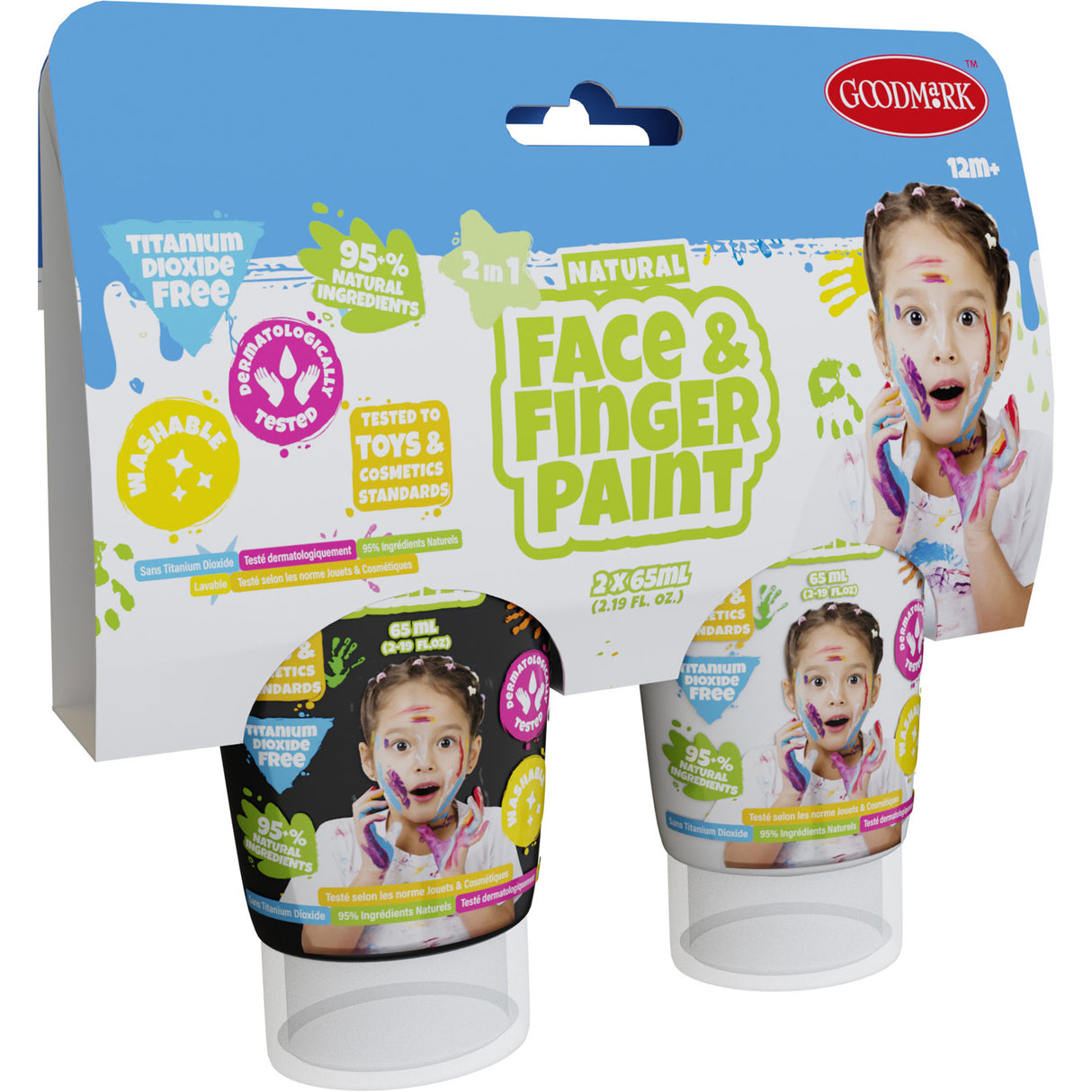 Boti Natural Face FingerPaint Tube - Sort og hvid, 2x65ml