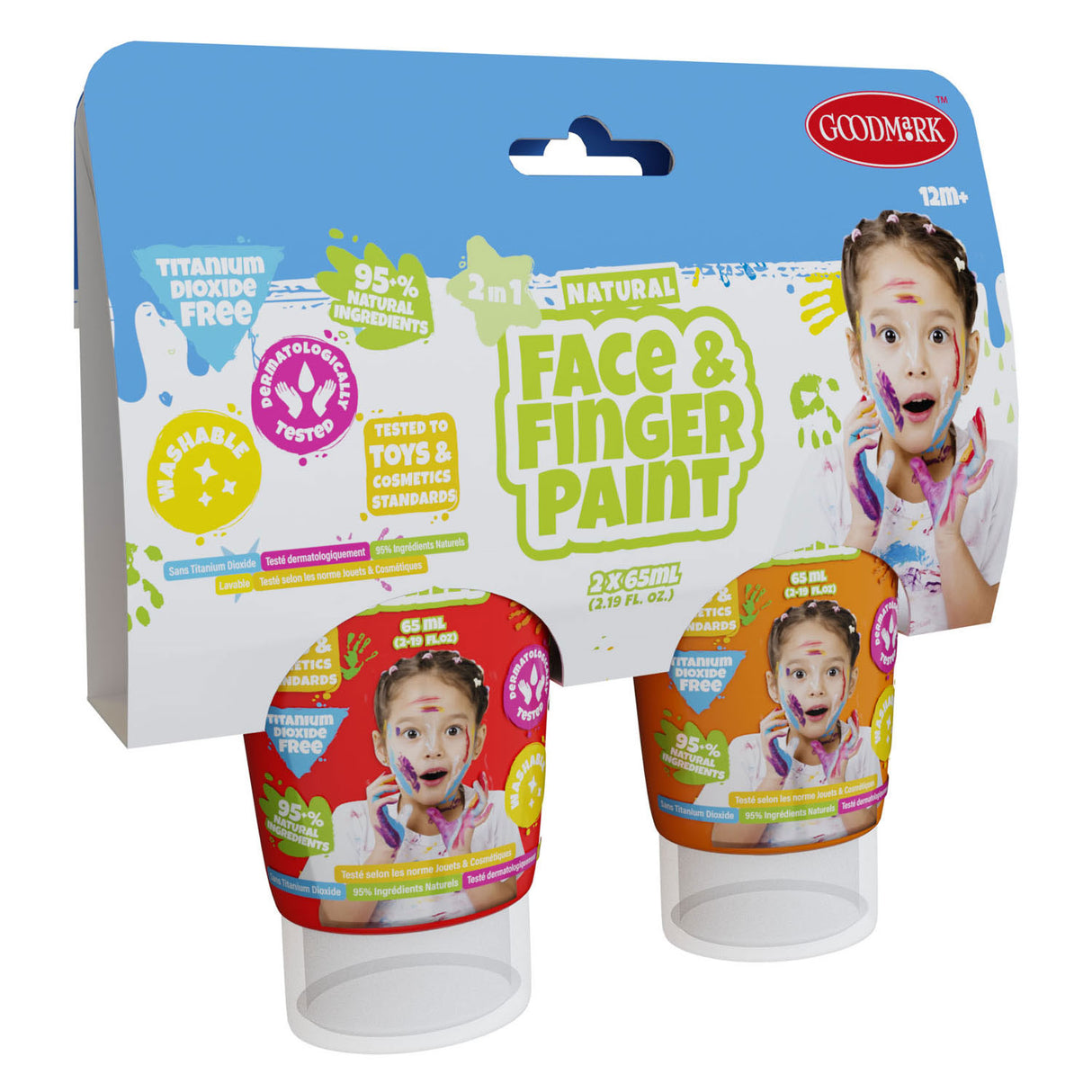 Boti Natural Face Fingerpaint Tube - Röd och orange, 2x65 ml