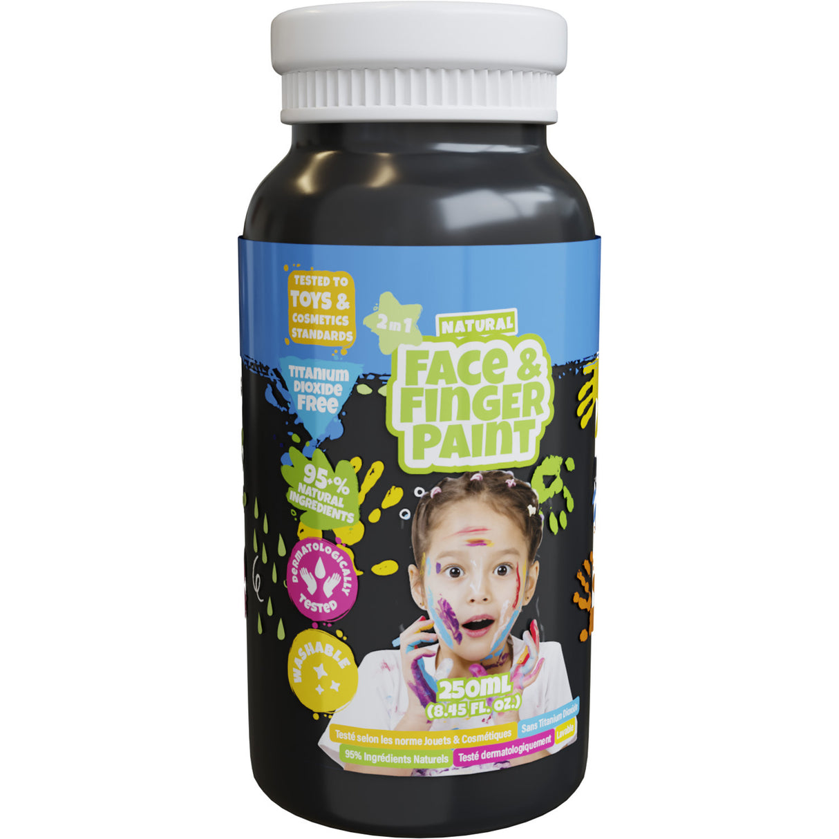 Boti naturlig ansiktsfingerpaint flaske - svart, 250 ml