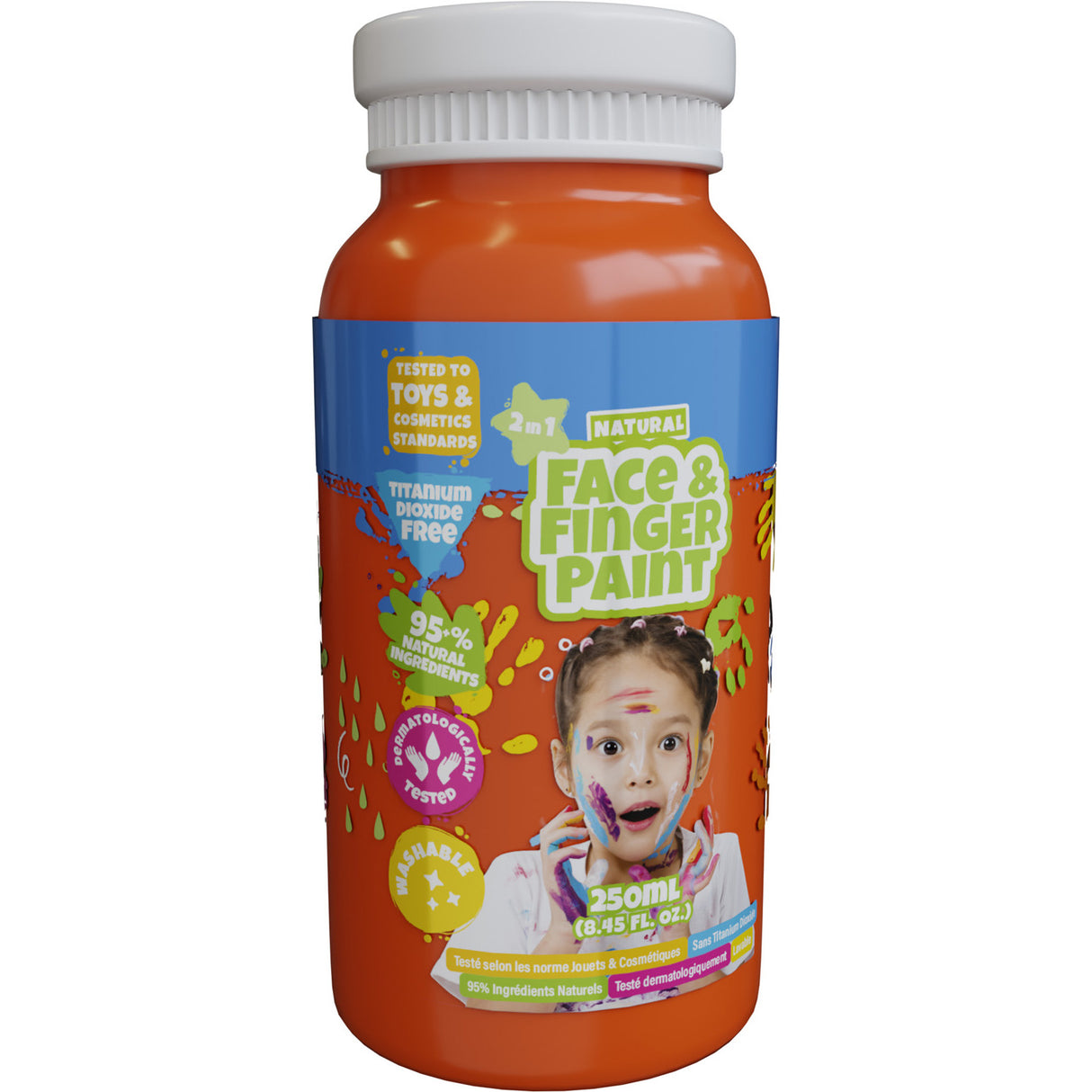 Boti Natural Face FingerPaint Bottle - Orange, 250 ml