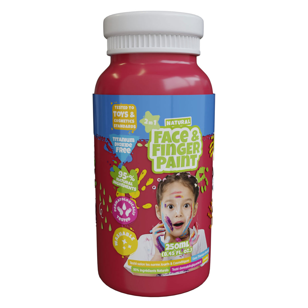 Boti Natural Face Fingerpaint Bottle - Röd, 250 ml