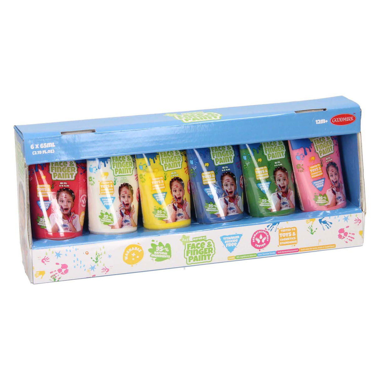 Boti Natural Face Finger Paint Tube - Multi Colors, 6x65 ml