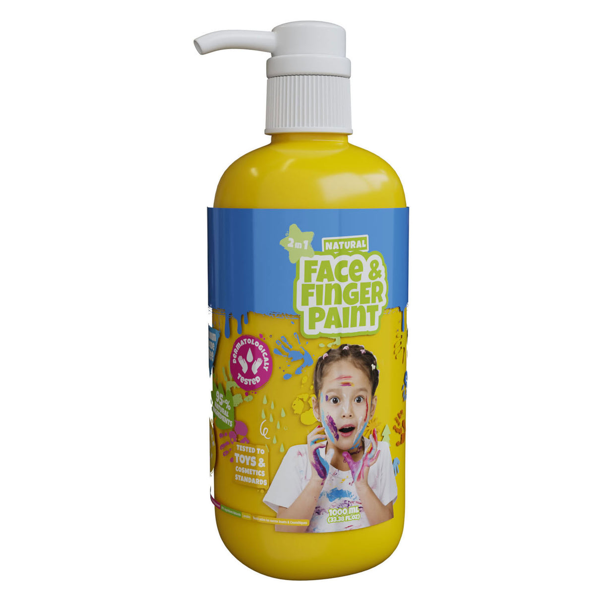 Boti Natural Face Fingerpaint Bottle with pump - Yellow, 1L