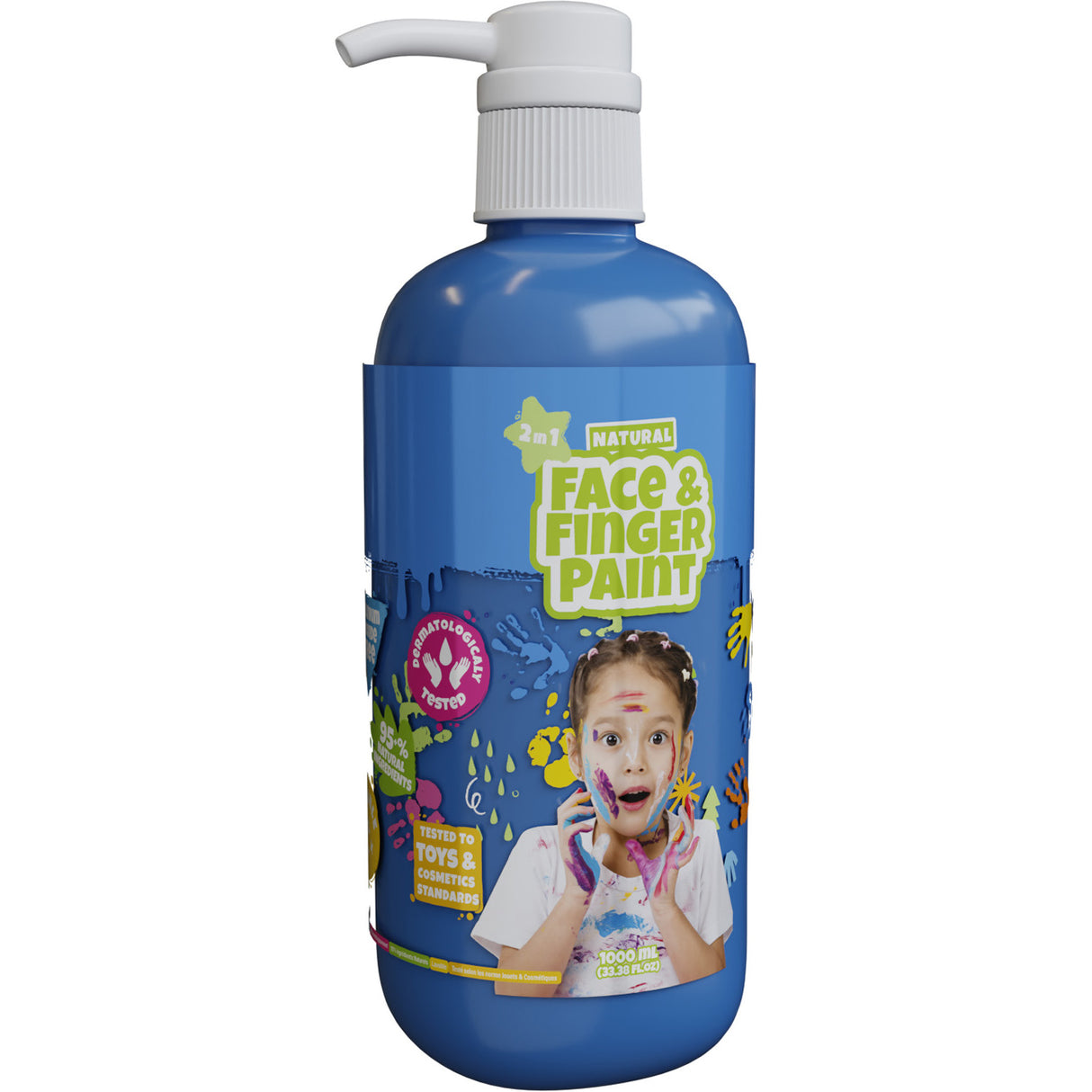 Boti Natural Face Fingerpaint Bottle with pump - Blue, 1L