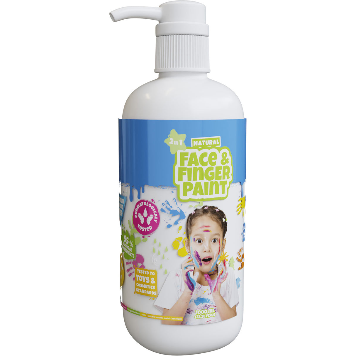 Botella de pintura de dedo de la cara natural de Boti con bomba - blanco, 1l