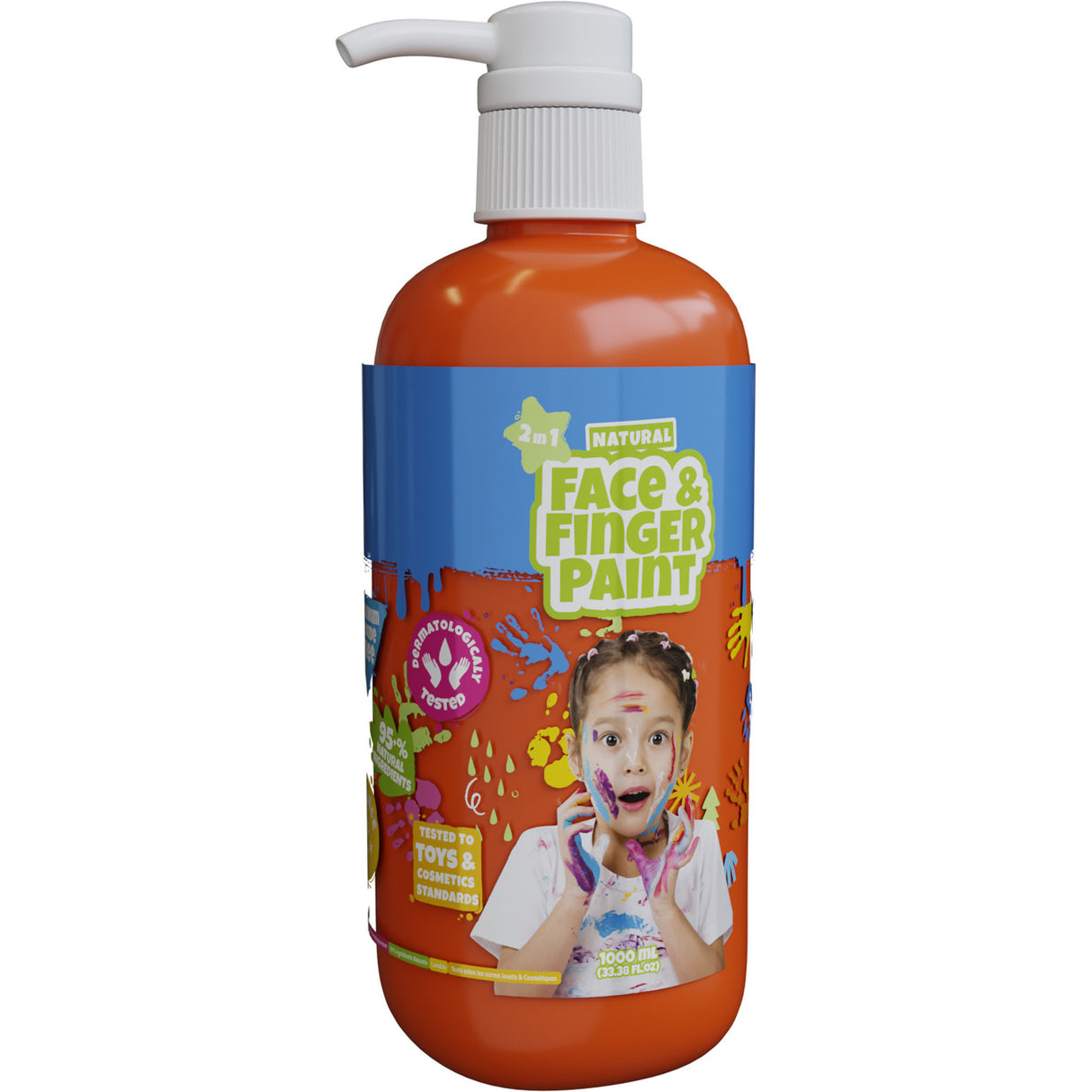 Boti Natural Face Fingerpaint Bottle with pump - Orange, 1L