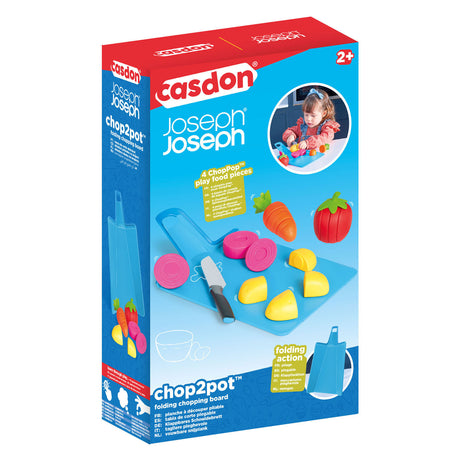 Casdon játék ételkészlet chop2pot összecsukható vágódeszkával és késsel, 16 darab.