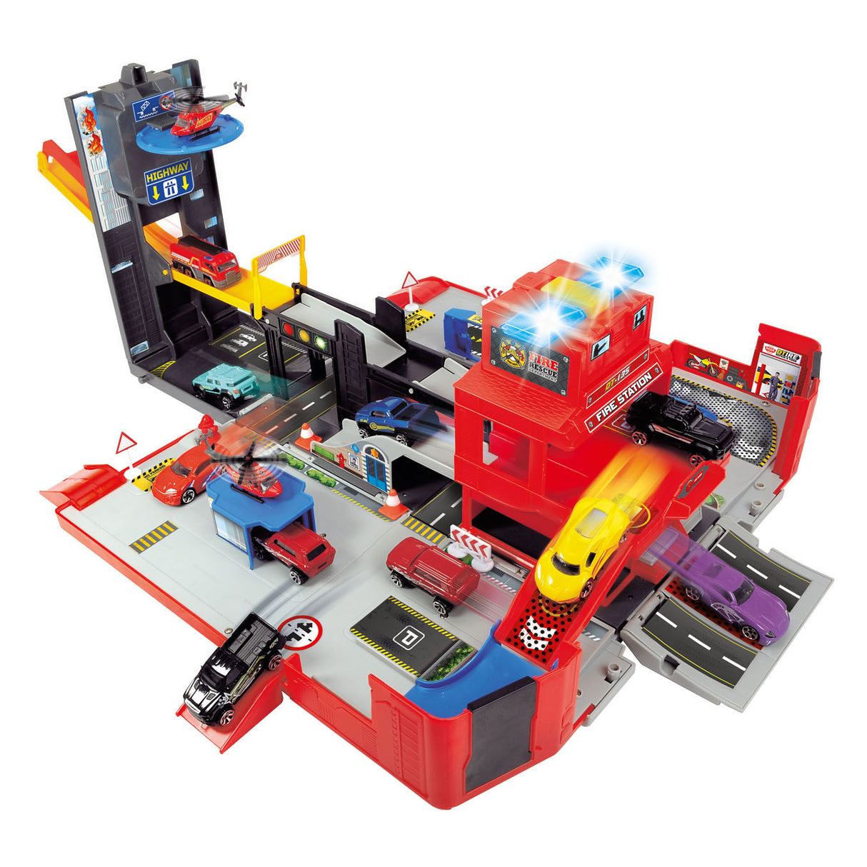 Dickie Foldbar Fire Truck och Garage Play Set