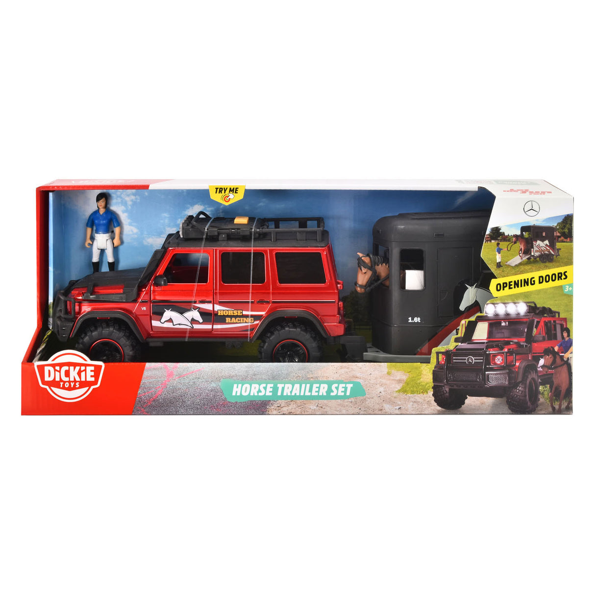 Dickie Jeep with horse trailer play set