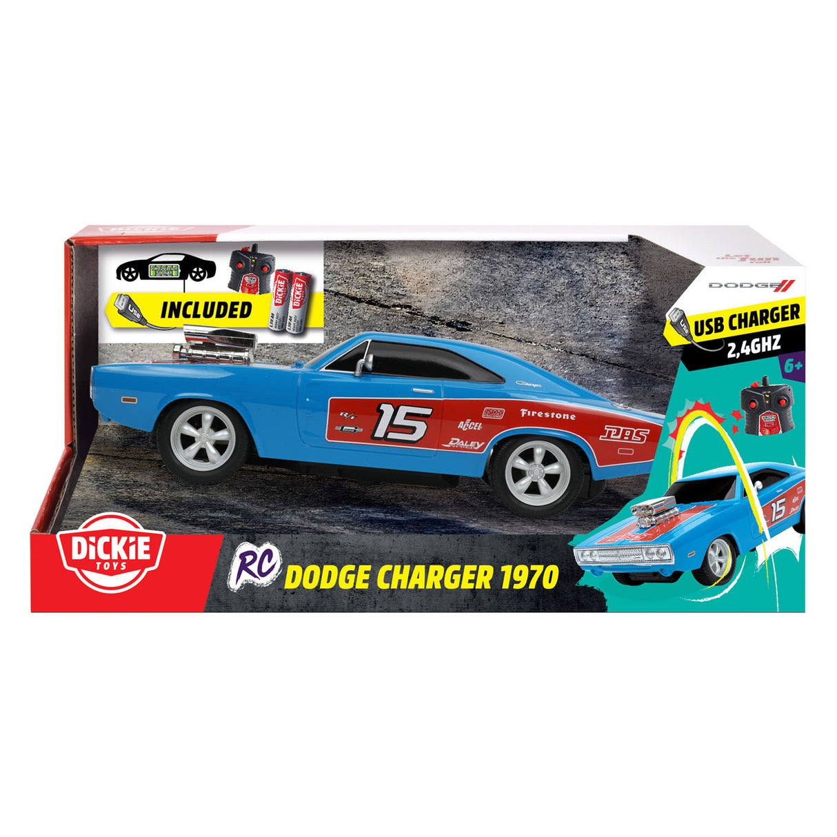 Dickie RC Dodge Charger 1970 1:16 coche orientable