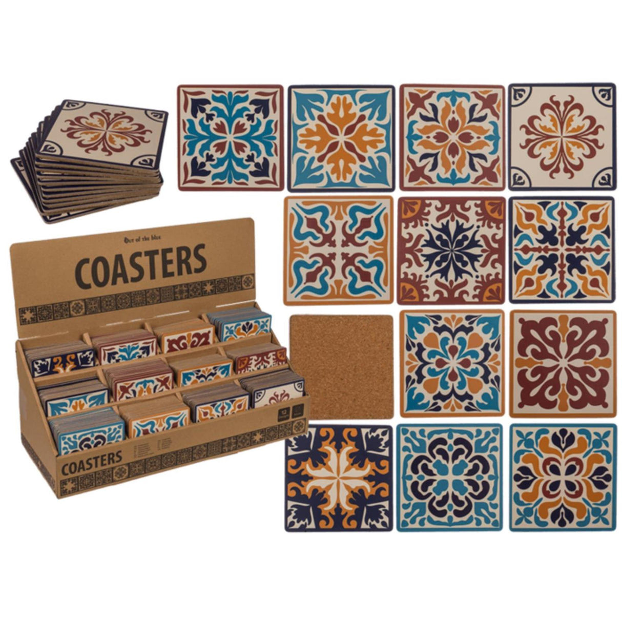 Ootb coaster mosaic cork 9.5x9.5x0.5cm