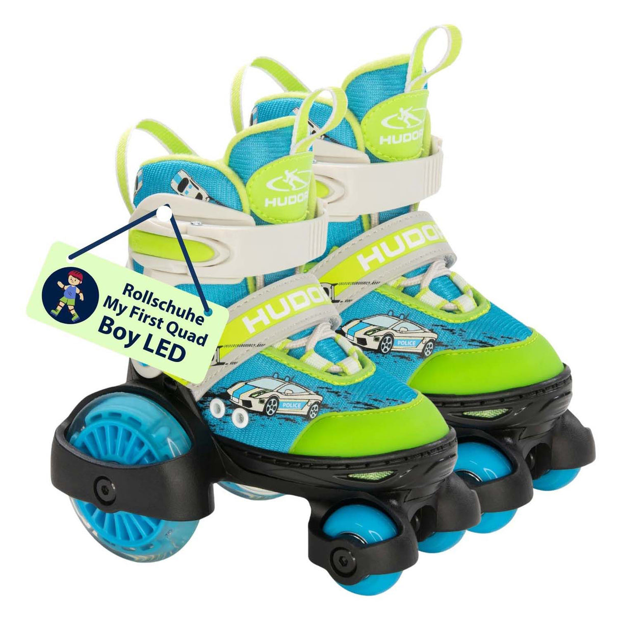 Hudora Roller Skates meng éischt Quad LED Auto, Gréisst 26-29