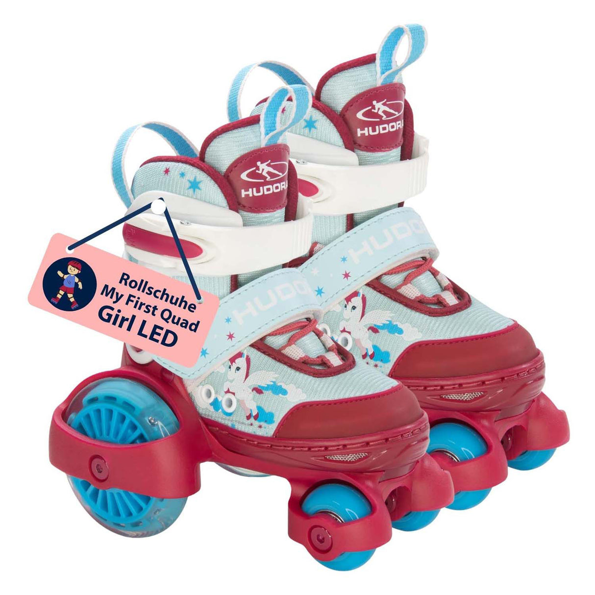 Hudora Roller Skates meng éischt Quad Led Unicorn, Gréisst 26-29