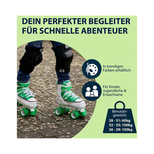 Hudora roller skate sneaker green, size 36-39