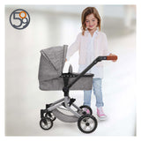 Carrinho de boneca 2 em 1 com bolsa - cinza
