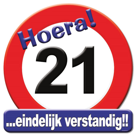 Paperdreams Kroun Schëld Verkéier Schëld - 21 Joer