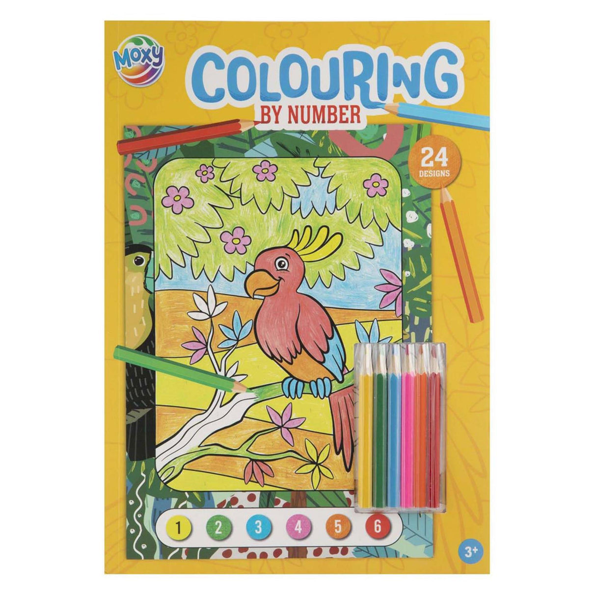 Moxy colors on number A4, 24 designs with 5 pencils