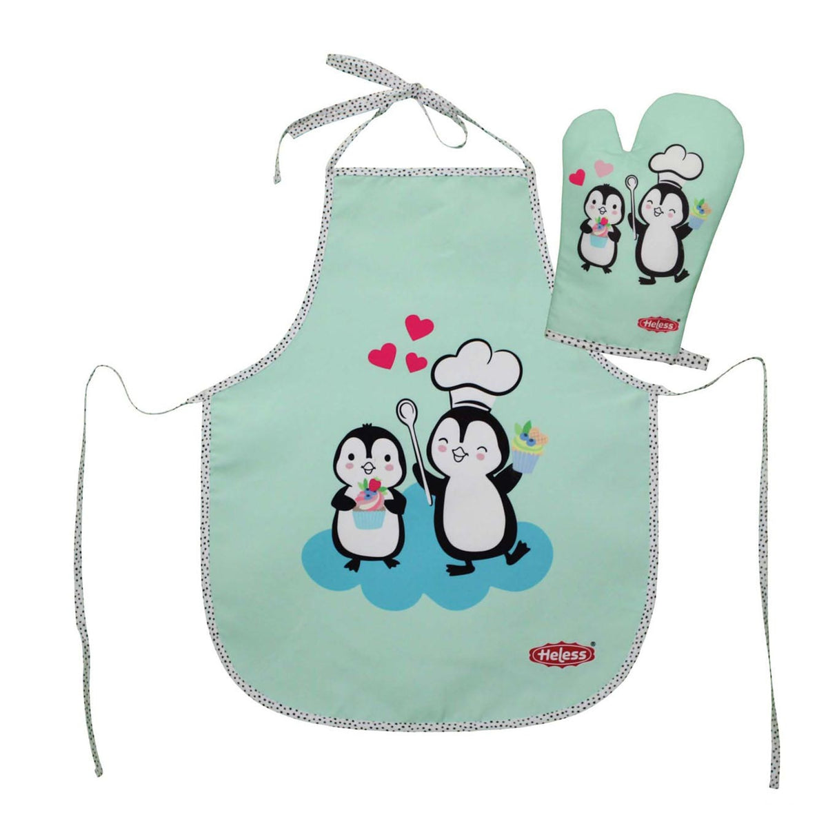 Heless set children's apron and ovenwant penguin