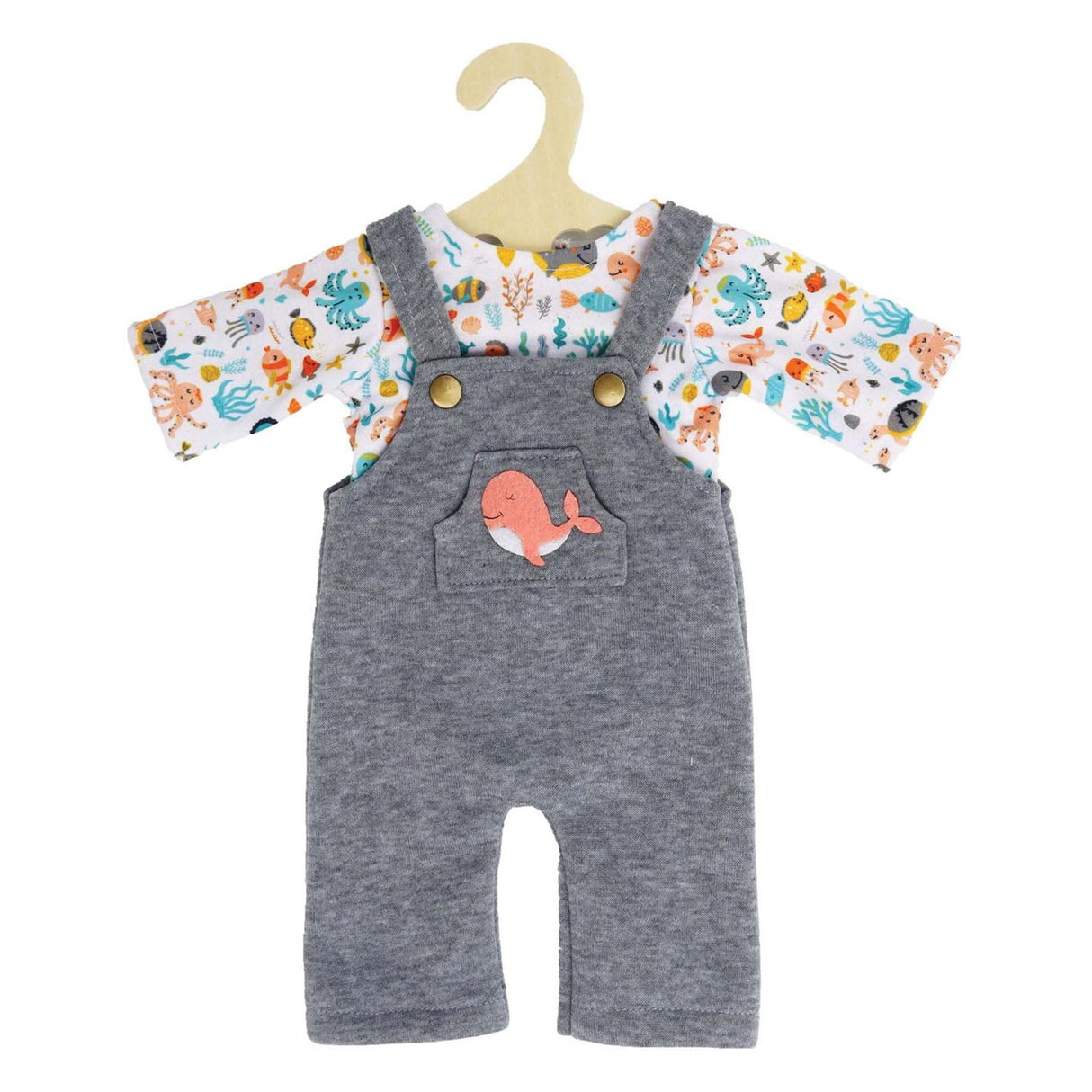 Heless doll garden pants with t-shirt whale, 28-35 cm