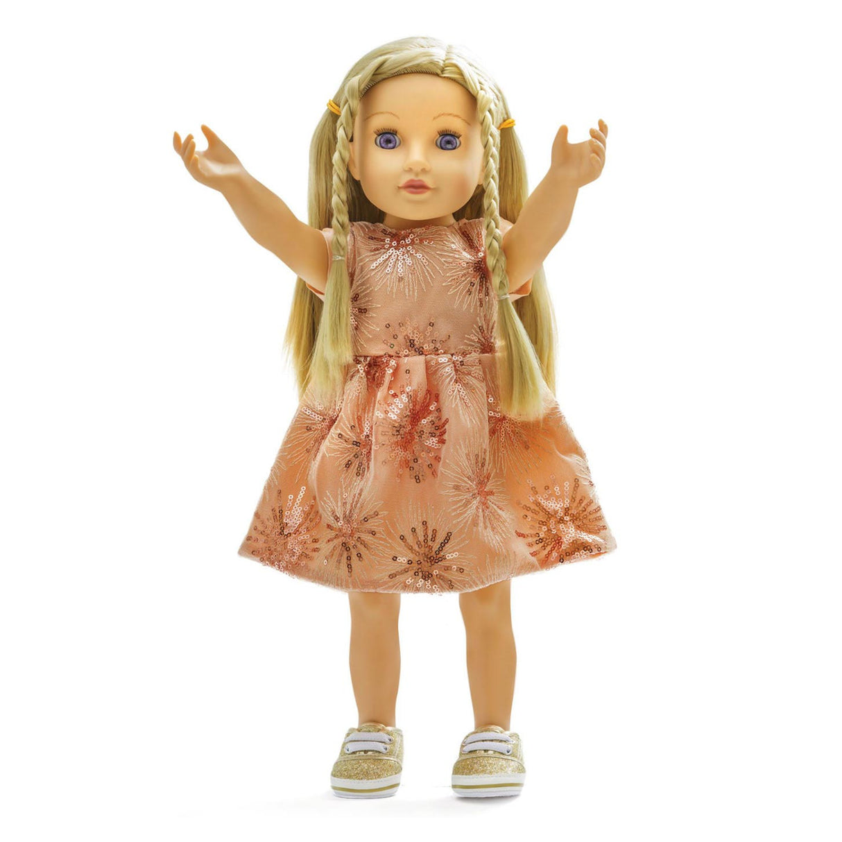 Dolls Glitter dress Rose Gold, 35-45 cm