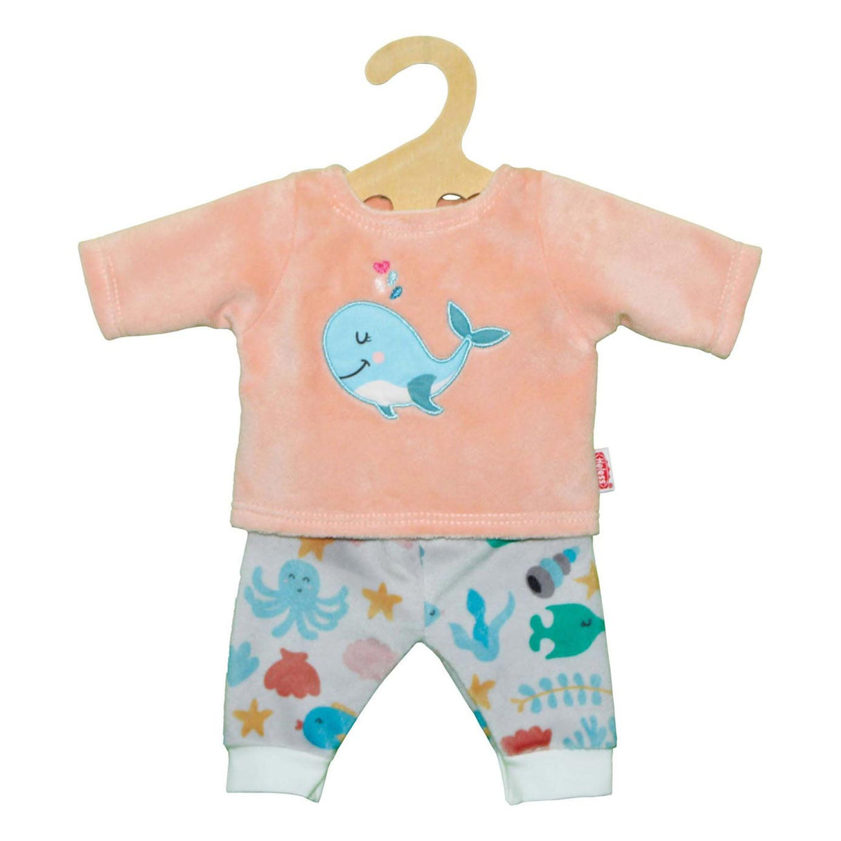 Dollkjole pyjamas rosa hval, 35-45 cm