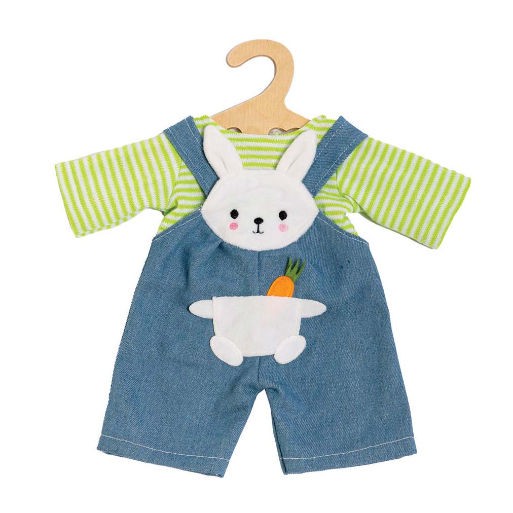 Dolls dungarees with striped shirt Bunny Lou, 28-35 cm