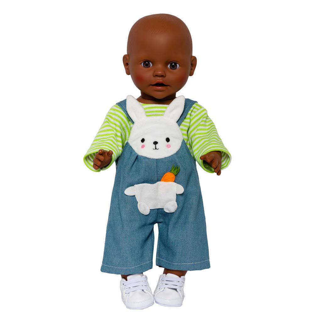 Dolls Dungarees med stribet skjorte Bunny Lou, 28-35 cm