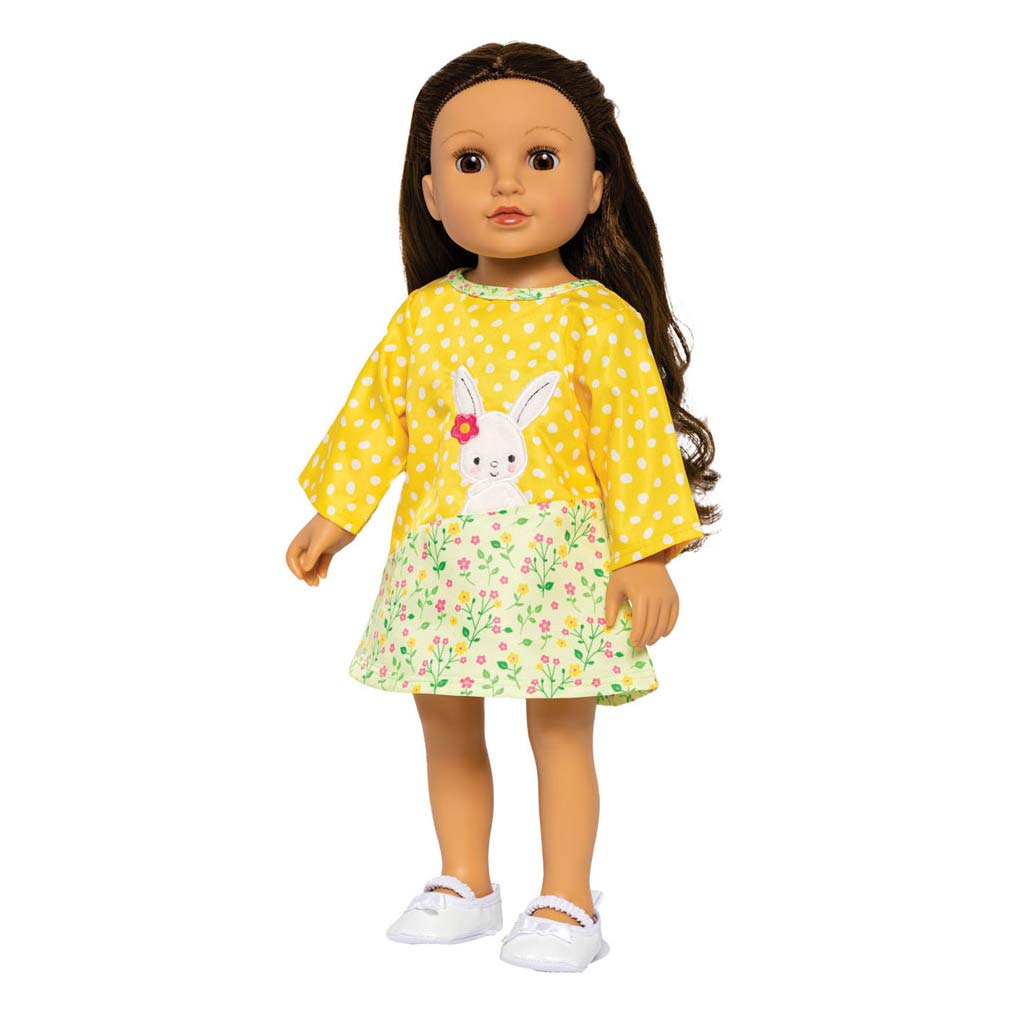 Dolls dungarees with striped shirt Bunny Lou, 35-45 cm