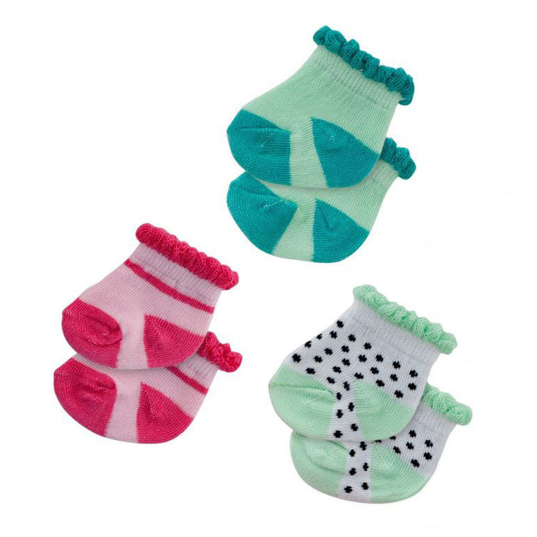 Puntos de calcetines de muñecas Heless, menta y rosa 3 pares, 35-45 cm