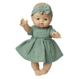 Heless Doll Dress Green z marszczeniem, 28-35 cm