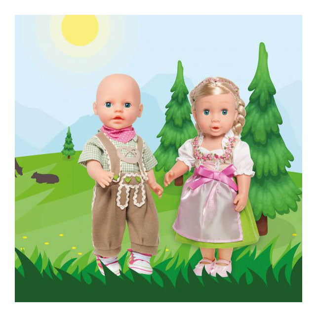 Oděv Heless Doll Lederhosen s košili a šátkem, 35-45 cm