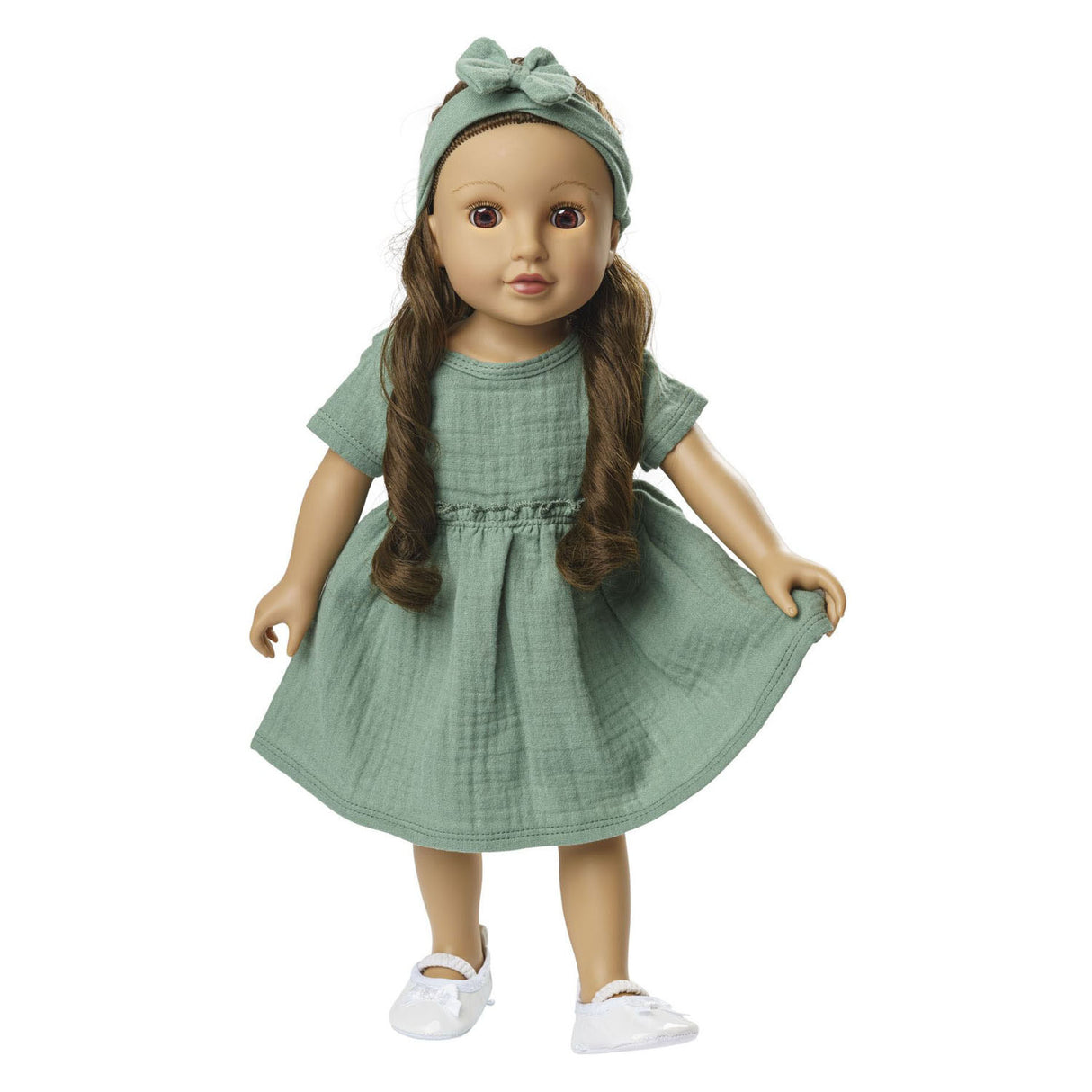 Heless doll dress green with ruffles, 35-45 cm