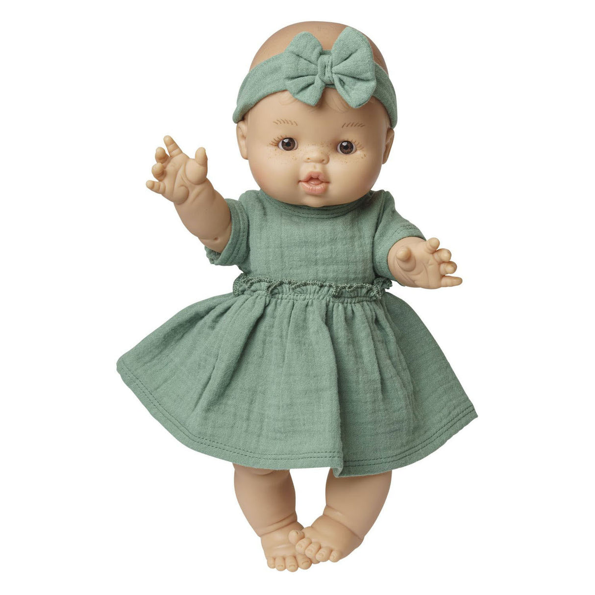 Heless doll dress green with ruffles, 35-45 cm