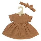 Heless doll dress brown with ruffles, 35-45 cm