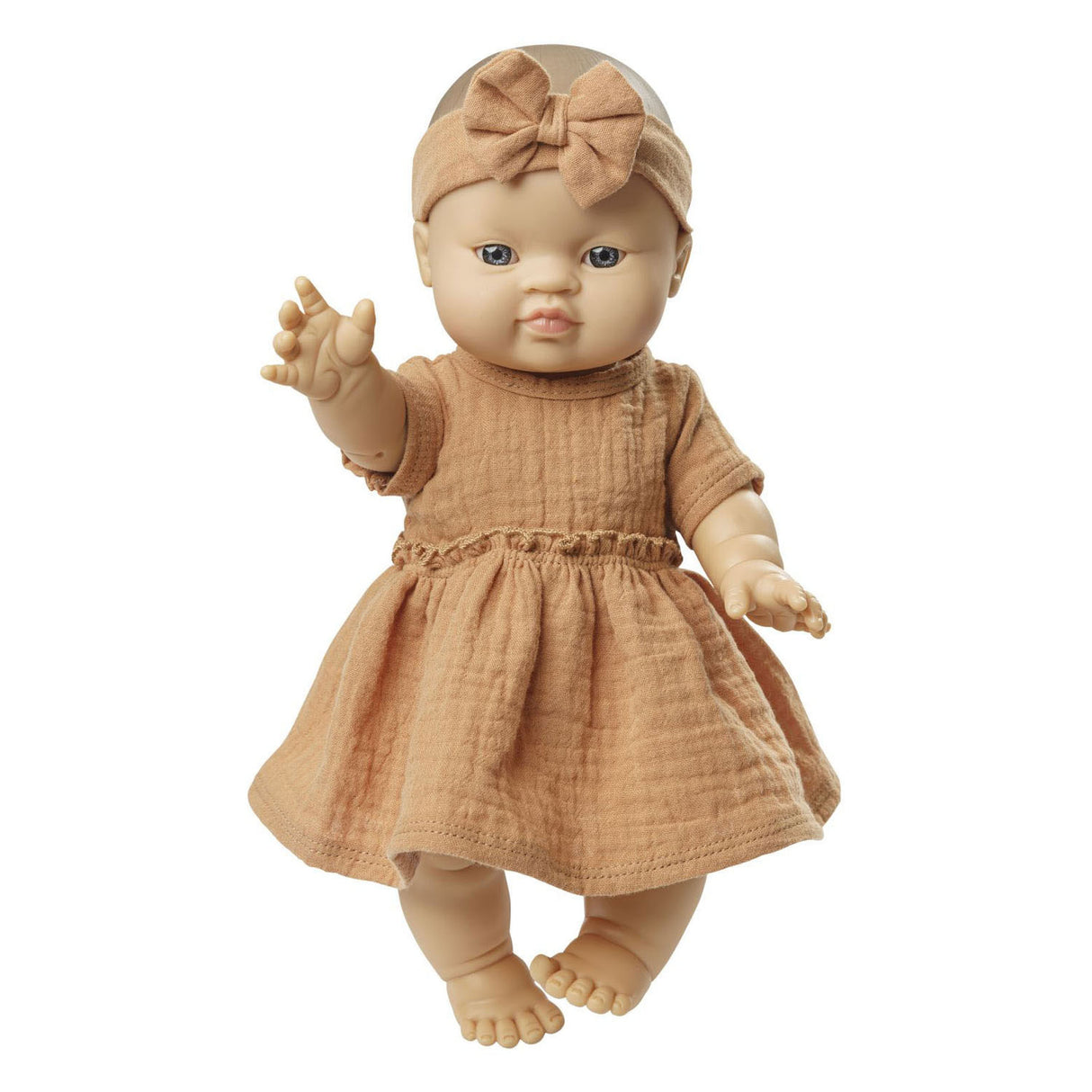 Heless doll dress brown with ruffles, 35-45 cm