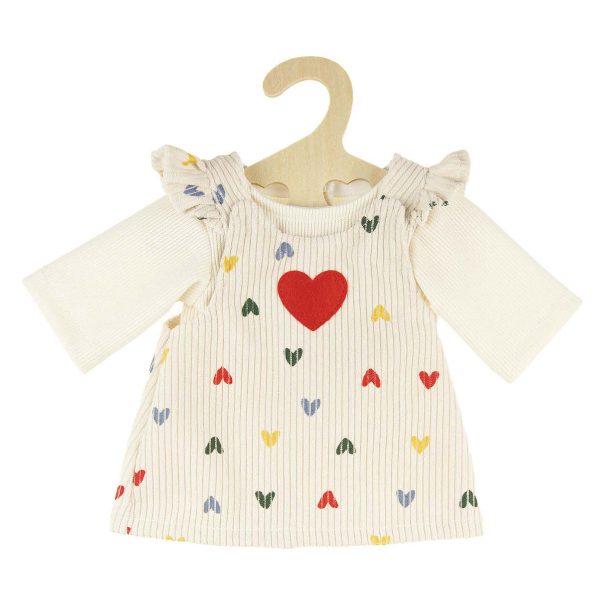 Heless dolls corduroy dress with heart confetti, 28-35 cm