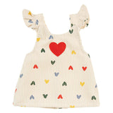Heless dolls corduroy dress with heart confetti, 28-35 cm