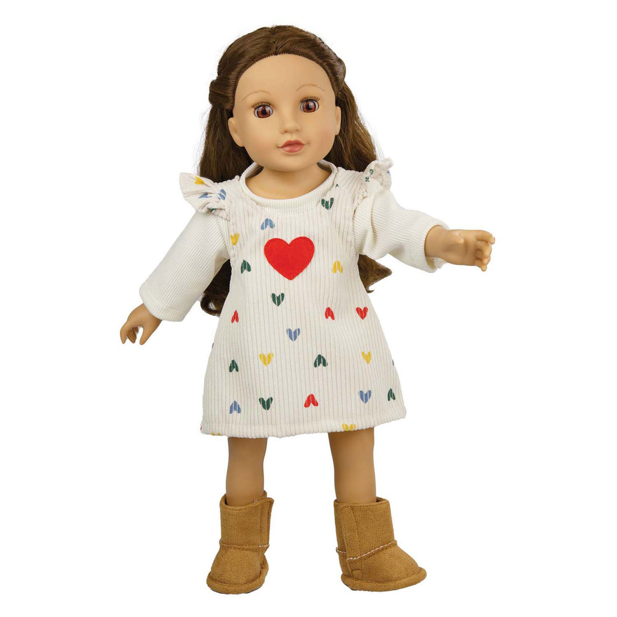 Heless dolls corduroy dress with heart confetti, 28-35 cm