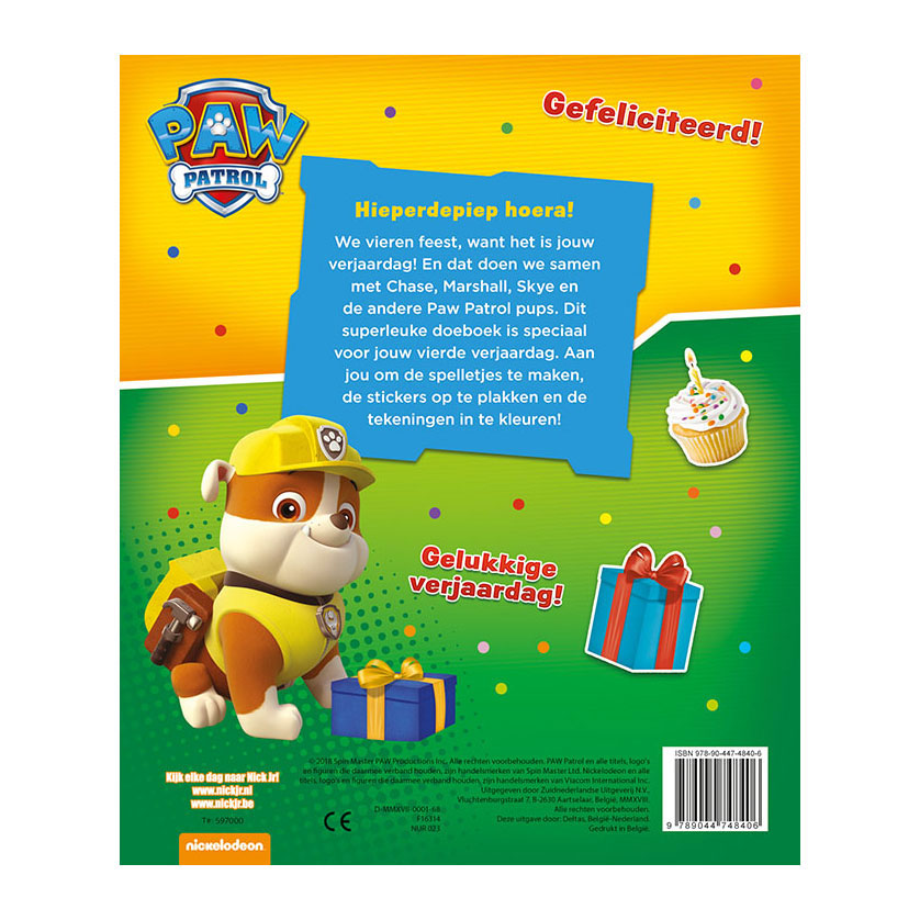 Deltas Paw Patrol Birthday Book - Hurra, 4 år!