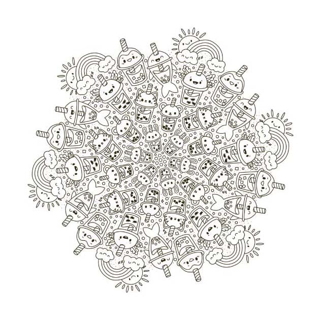 Deltas kawaii mandala coloring fun
