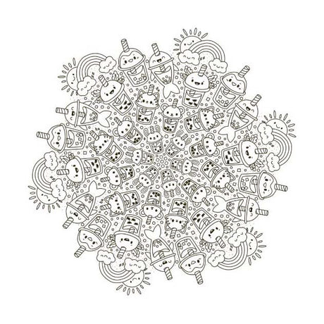 Deltas kawaii mandala coloring fun