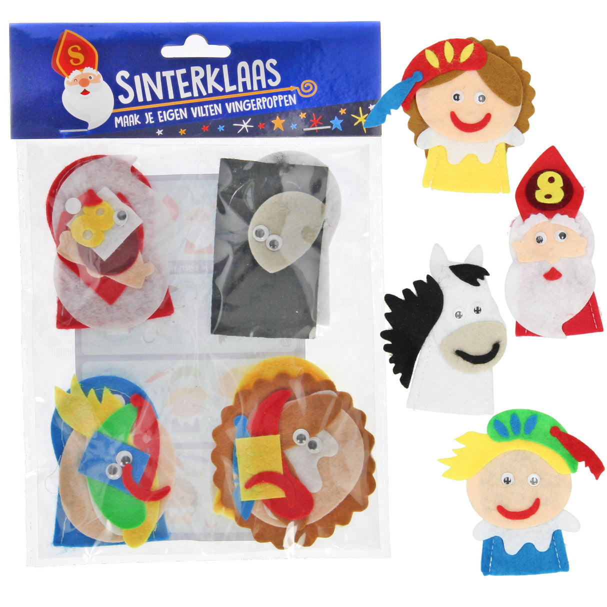 Make your own felt finger pops Sinterklaas, 4st.