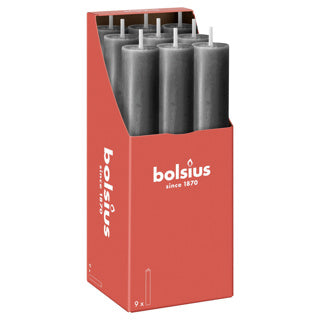 Bougie de table rustique Bolsius xl gris orageux | 9 pièces