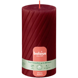 Bolsius rustic twist pillar candle 130 68 red | 4 pieces