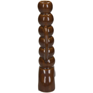 Castiçal sem marca faiança fina castanho 10x4,5x21,5cm | 2 peças