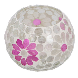 No Mark lantern Holly m wäiss rosa Kugelglas 9x8x8cm | 2 stk