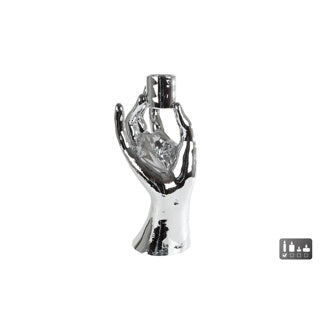 Uimh branda candlestick lámh airgid polystone 10x8x21cm | 2 ríomhaire
