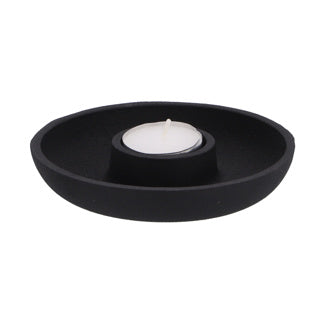 Uimh sealbhóir coinneal branda alúmanam dubh 13.5x13.5x2.5cm | 2 ríomhaire