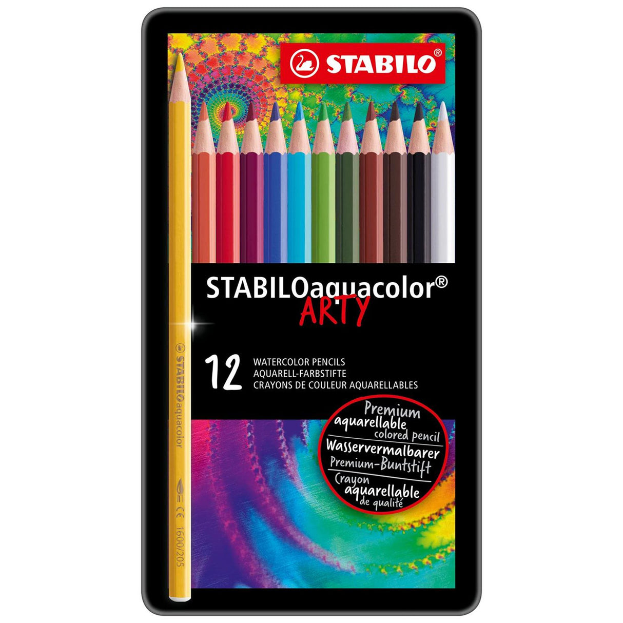 Stabilo 12 aquacolor colored pencils in metal box