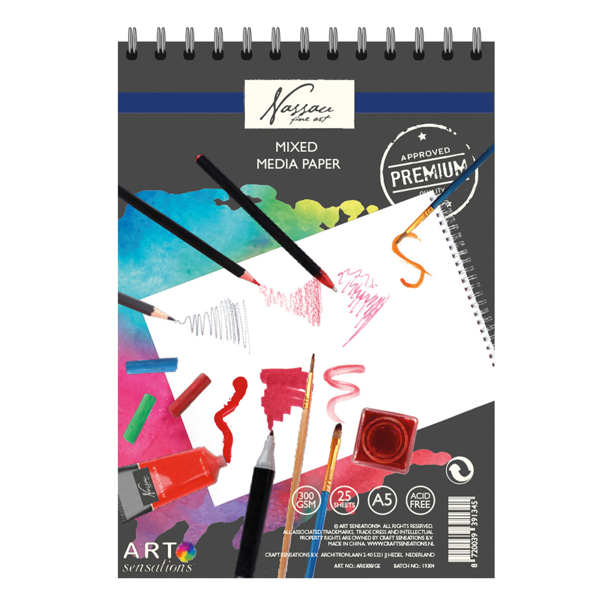 Creative Craft Group Sketchbook Mixed Media Papier A5, 25 Sheets